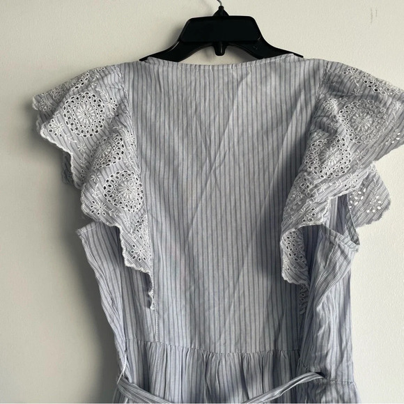 New! GAP Blue White Striped Flutter Sleeve Midi Wrap Dress - 22478 - Picture 5 of 16